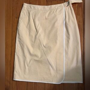 Brooks Brothers yellow and white striped wrap skirt. Made in Italy. Lined size 2